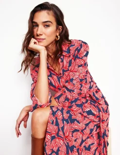 Kate Midi Shirt Dress-French Navy, Bow Scatter-Boden Cheap
