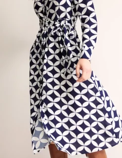Kate Midi Shirt Dress-French Navy, Diamond Terrace-Boden Sale