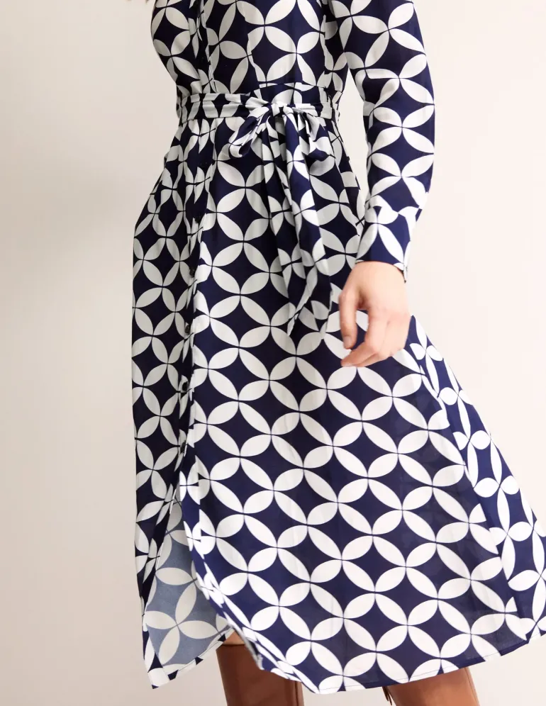 Kate Midi Shirt Dress-French Navy, Diamond Terrace-Boden Sale