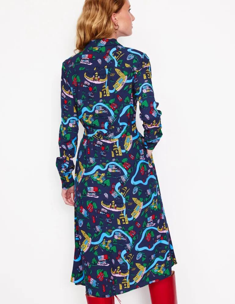 Kate Midi Shirt Dress-French Navy, London Town-Boden Online