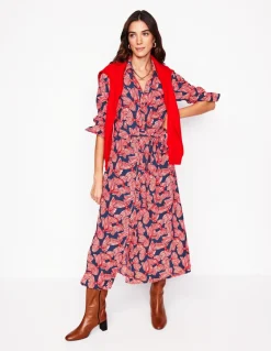 Kate Midi Shirt Dress-French Navy, Bow Scatter-Boden Cheap