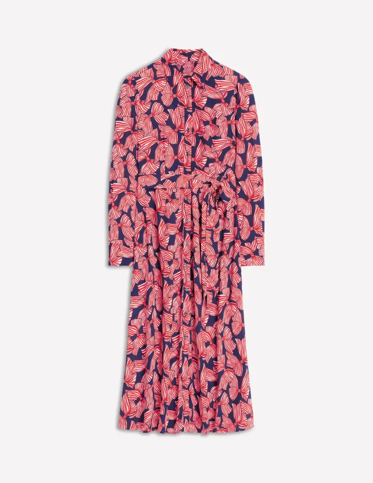 Kate Midi Shirt Dress-French Navy, Bow Scatter-Boden Cheap
