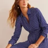 Kate Midi Shirt Dress-Navy, Dotty-Boden Best