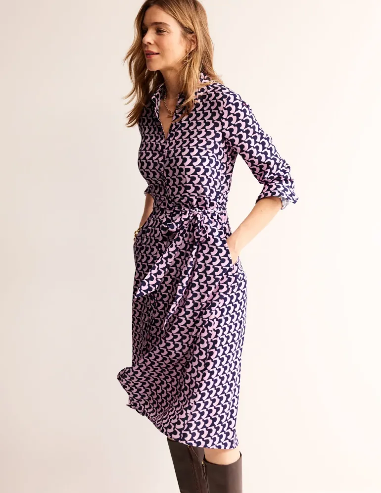 Kate Midi Shirt Dress-Orchid Pink, Arch Geo-Boden Cheap
