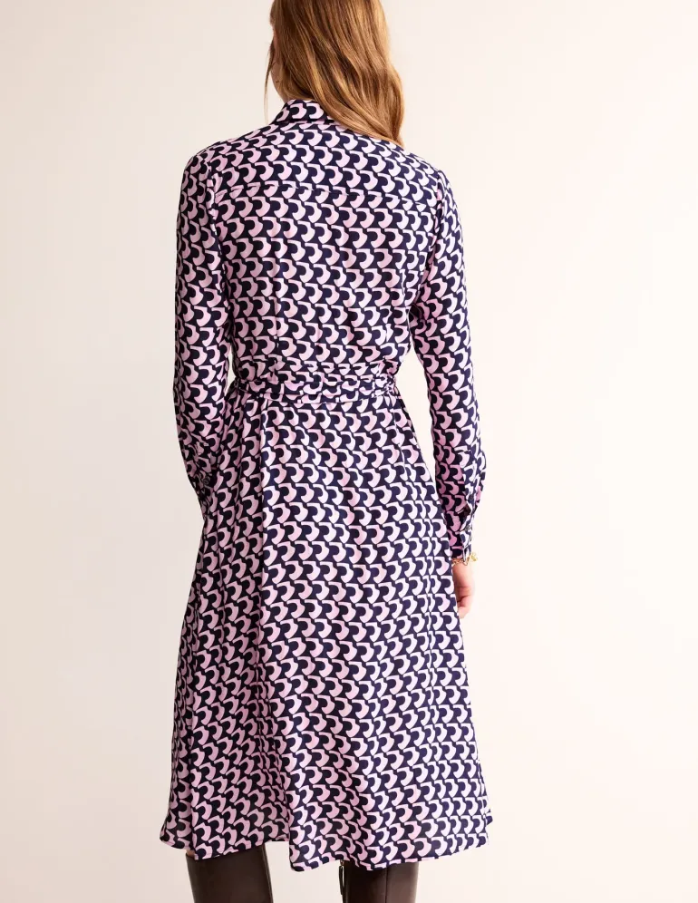 Kate Midi Shirt Dress-Orchid Pink, Arch Geo-Boden Cheap