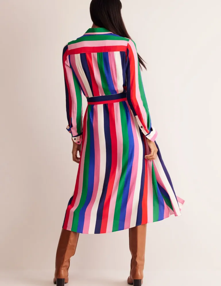 Kate Midi Shirt Dress-Rainbow Stripe-Boden New
