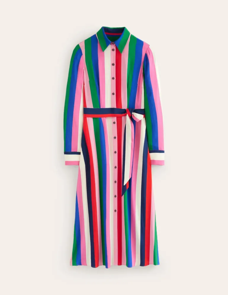 Kate Midi Shirt Dress-Rainbow Stripe-Boden New