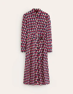 Kate Midi Shirt Dress-Red, Polka Wave-Boden New