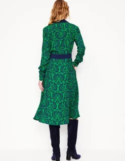 Kate Midi Shirt Dress-Rich Emerald, Decorative Flora-Boden Best