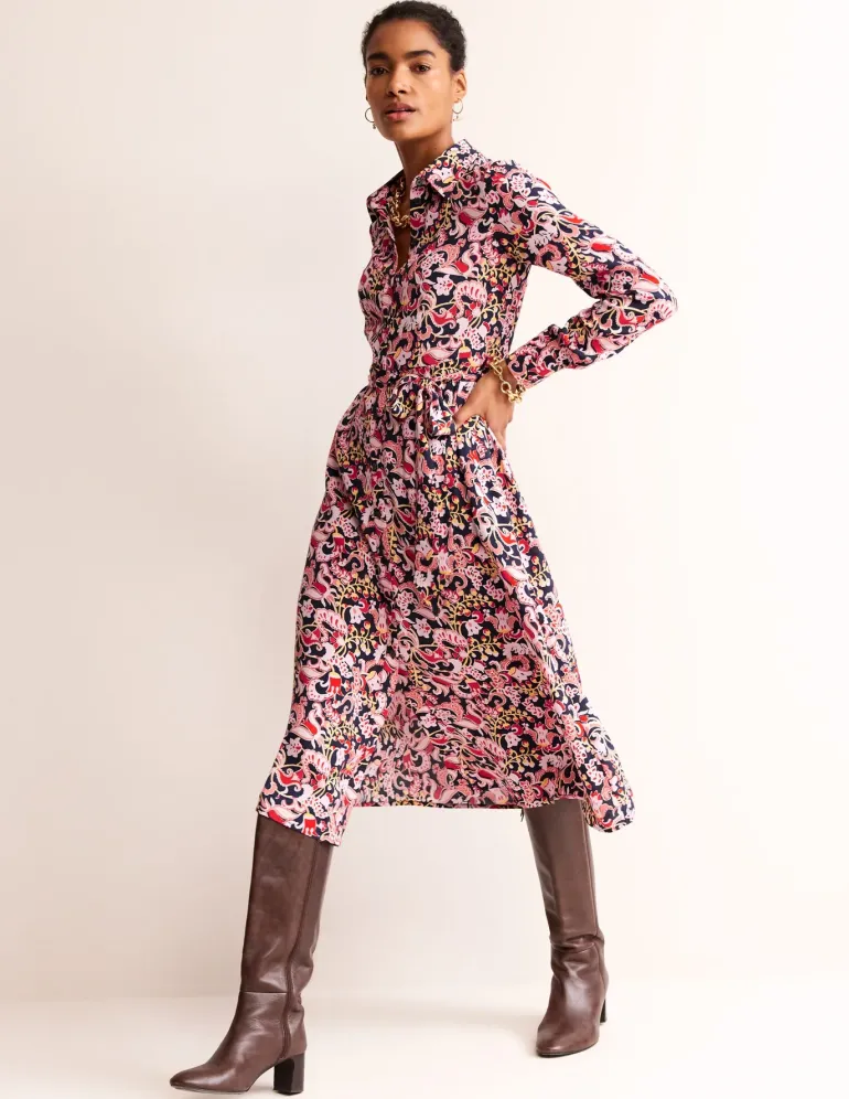 Kate Midi Shirt Dress-Soft Peony, Sweet Pea-Boden Best