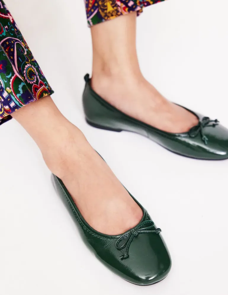 Kitty Flexi Sole Ballet Flats-Ponderosa Pine Patent-Boden Fashion