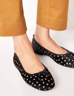Kitty Flexi Sole Ballet Flats-Black and Camel Spot-Boden Flash Sale