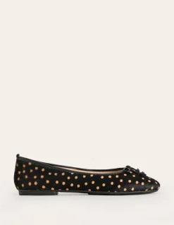 Kitty Flexi Sole Ballet Flats-Black and Camel Spot-Boden Flash Sale