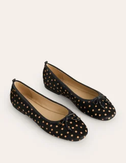 Kitty Flexi Sole Ballet Flats-Black and Camel Spot-Boden Flash Sale