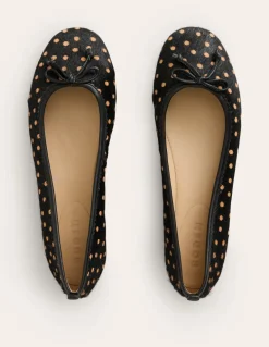 Kitty Flexi Sole Ballet Flats-Black and Camel Spot-Boden Flash Sale