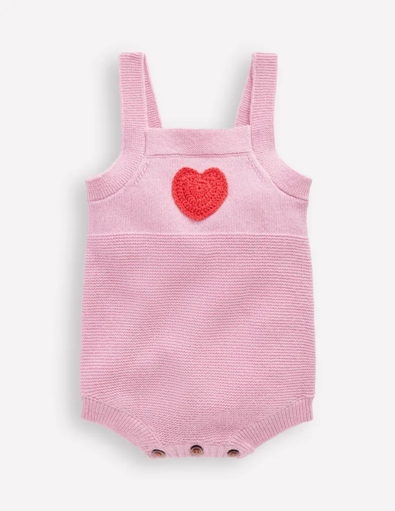 Knitted Romper-Vintage Pink Heart-Boden Sale