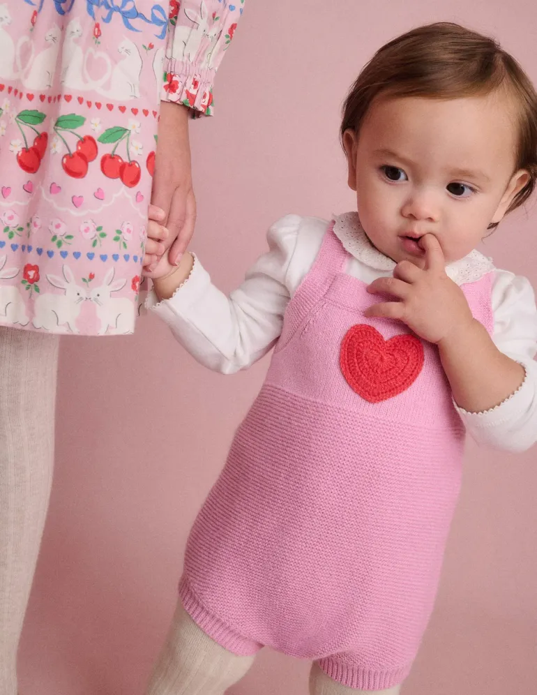 Knitted Romper-Vintage Pink Heart-Boden Sale