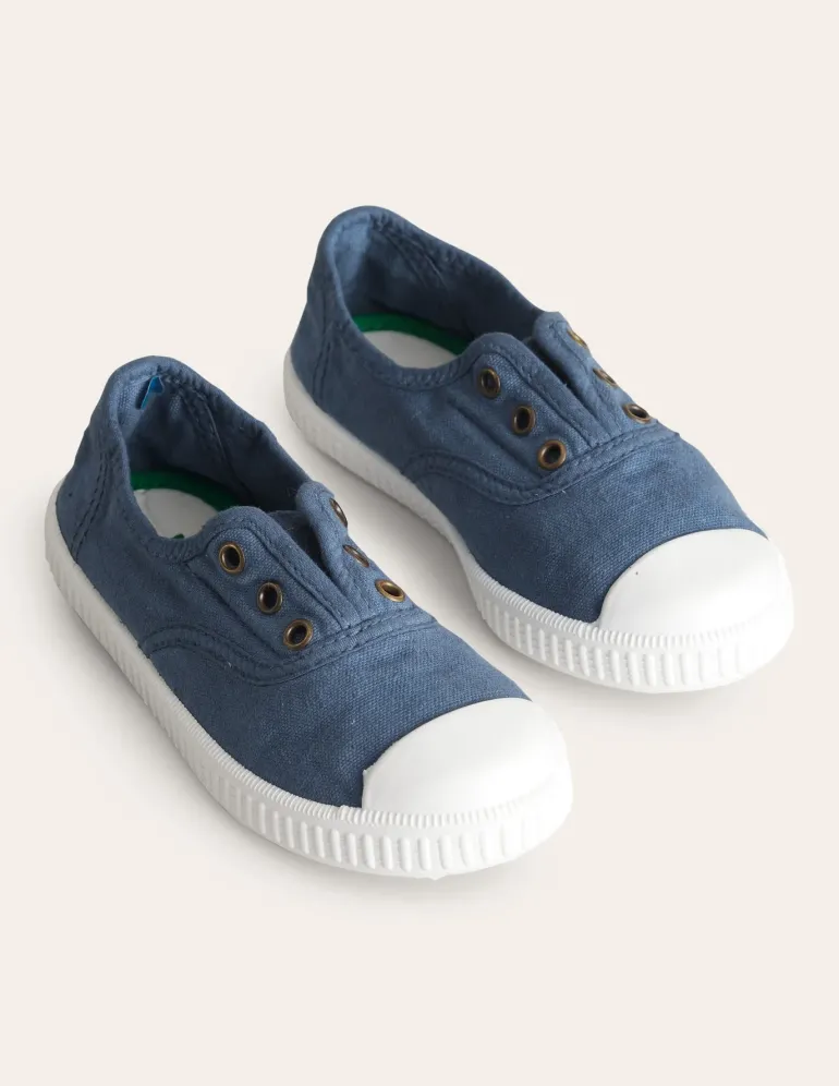 Laceless Canvas Pull-ons-College Navy-Boden Best