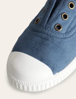 Laceless Canvas Pull-ons-College Navy-Boden Best
