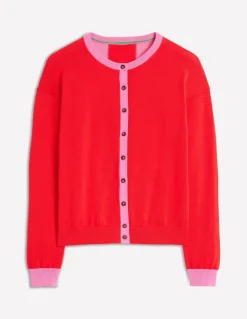 Lara Relaxed Cotton Cardigan-High Risk Red, Carmine Rose-Boden Best Sale