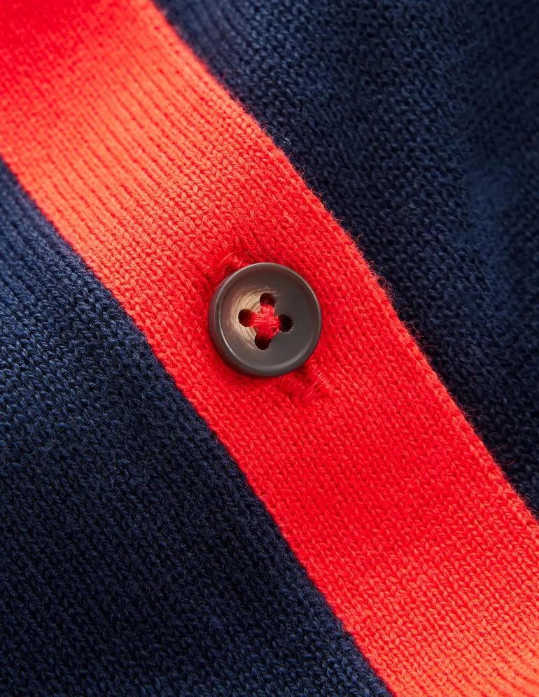 Lara Relaxed Cotton Cardigan-Navy, Poppy Red-Boden Clearance