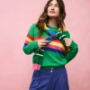 Lara Relaxed Cotton Jumper-Bright Green Chest Stripe-Boden Best Sale