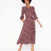Leandra Jersey Midi Dress-Chestnut, Abstract Dot-Boden Discount