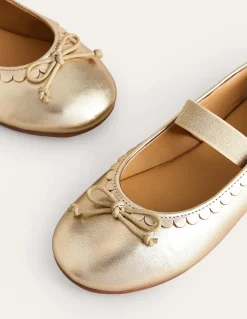 Leather Ballet Flat-Gold Metallic-Boden Online