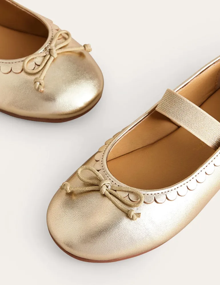 Leather Ballet Flat-Gold Metallic-Boden Online