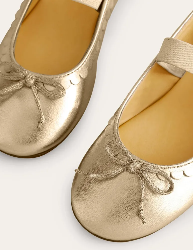 Leather Ballet Flats-Gold Metallic-Boden New