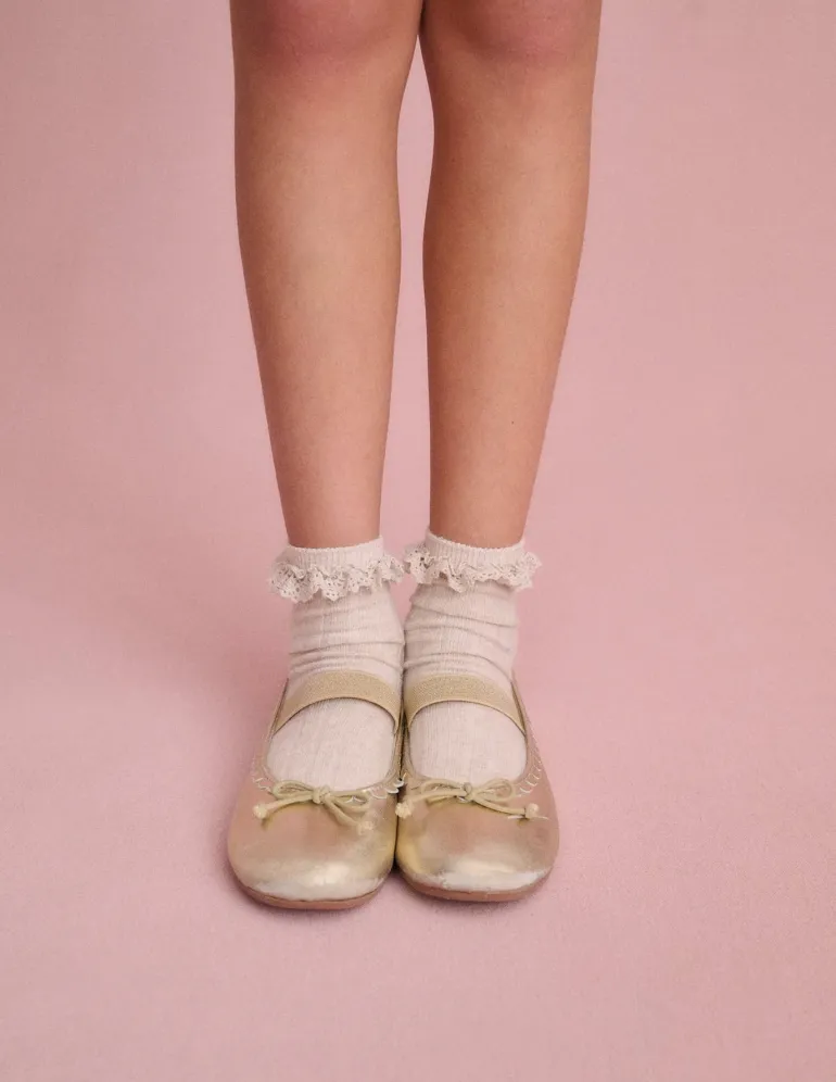 Leather Ballet Flats-Gold Metallic-Boden New
