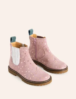 Leather Chelsea Boots-Cosmos Pink Stars-Boden Fashion