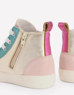 Leather Metallic High Tops-Multi Metallic-Boden Fashion