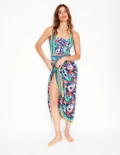 Lefkada Square Neck Swimsuit-Multi, Meadow Paisley-Boden Cheap