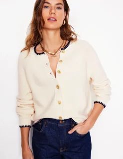 Lena Stitch Detail Cardigan-Warm Ivory-Boden Best Sale