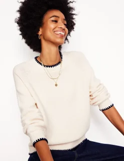 Lena Stitch Detail Sweater-Warm Ivory-Boden Cheap