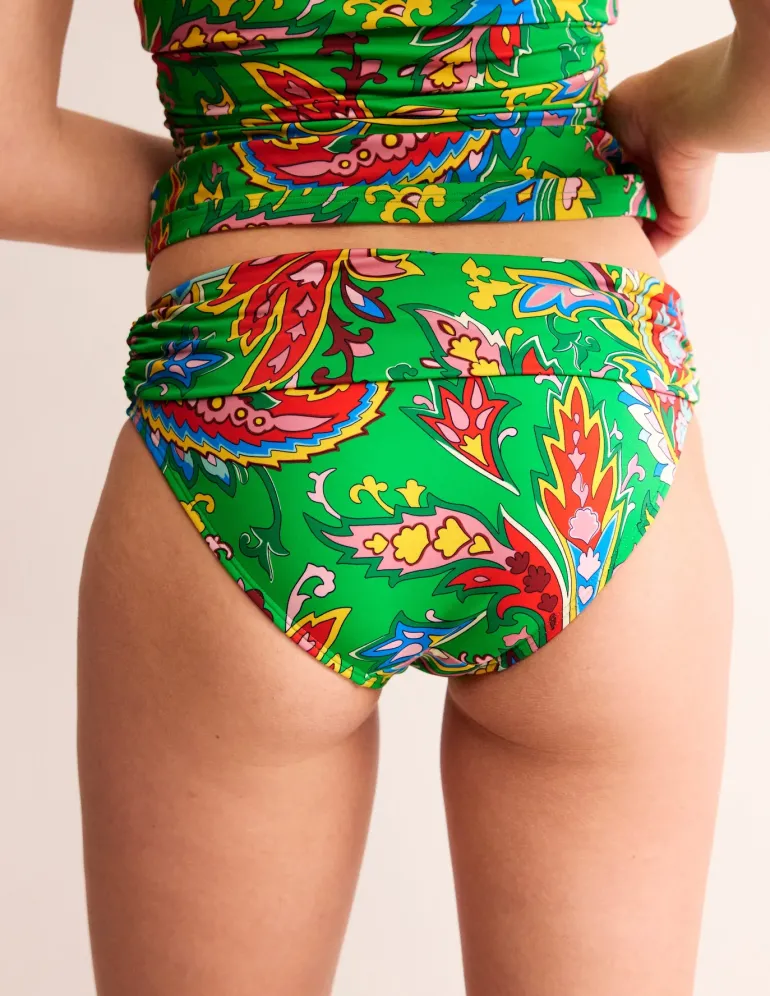 Levanzo Fold Bikini Bottoms-Kelly Green, Paisley Azure-Boden Flash Sale
