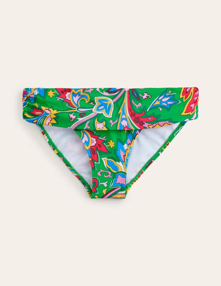 Levanzo Fold Bikini Bottoms-Kelly Green, Paisley Azure-Boden Flash Sale