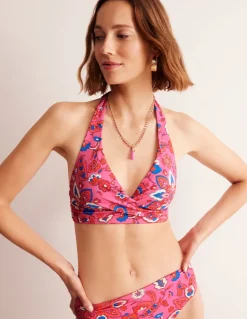 Levanzo Halter Bikini Top-Pink, Botanical Wave-Boden Store