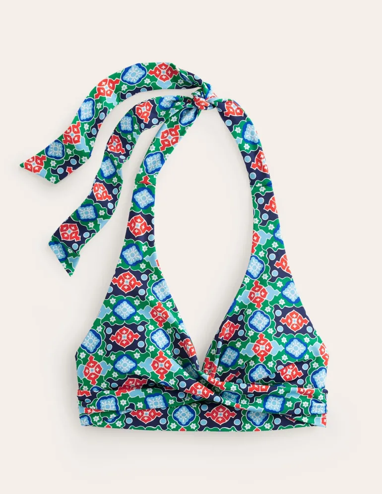 Levanzo Halter Bikini Top-Green Tambourine, Coastal Tile-Boden Cheap
