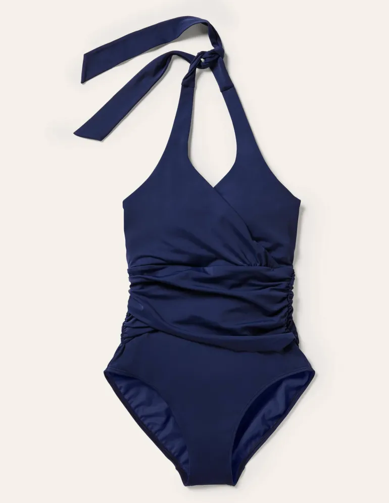 Levanzo Halter Swimsuit-French Navy-Boden Discount