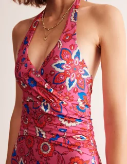 Levanzo Halter Swimsuit-Pink, Botanical Wave-Boden Best Sale