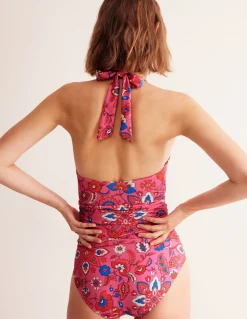 Levanzo Halter Swimsuit-Pink, Botanical Wave-Boden Best Sale