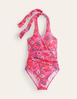 Levanzo Halter Swimsuit-Pink, Botanical Wave-Boden Best Sale