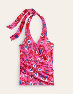 Levanzo Halter Tankini Top-Pink, Botanical Wave-Boden Shop