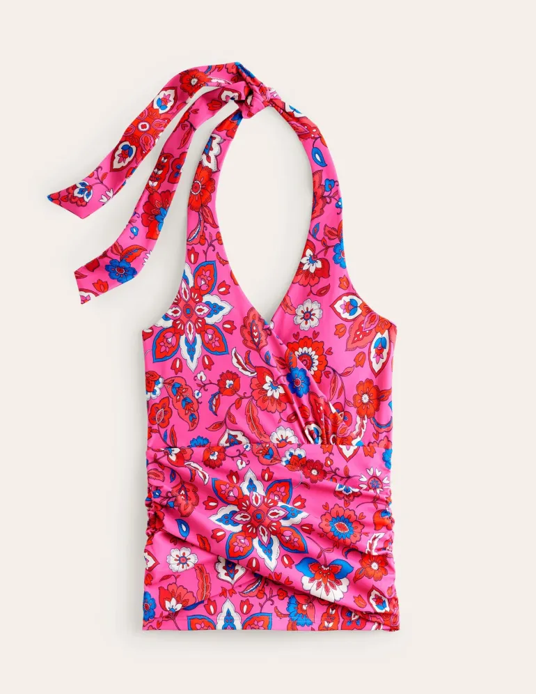 Levanzo Halter Tankini Top-Pink, Botanical Wave-Boden Shop