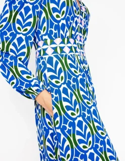 Lily Long Sleeve Midi Dress-Gallery Blue, Leaf Terrace-Boden Cheap