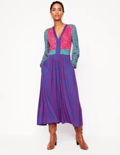 Lily Long Sleeve Midi Dress-Multi, Heart Cluster-Boden Outlet