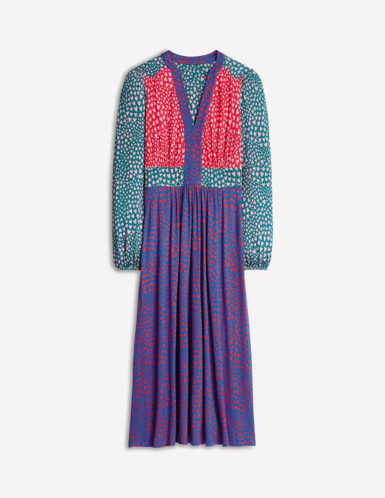 Lily Long Sleeve Midi Dress-Multi, Heart Cluster-Boden Outlet
