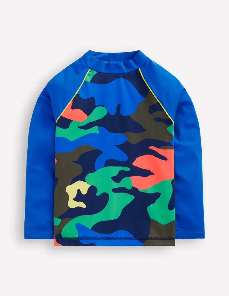 Logo Rash Vest-Multi Rainbow Camo-Boden Hot
